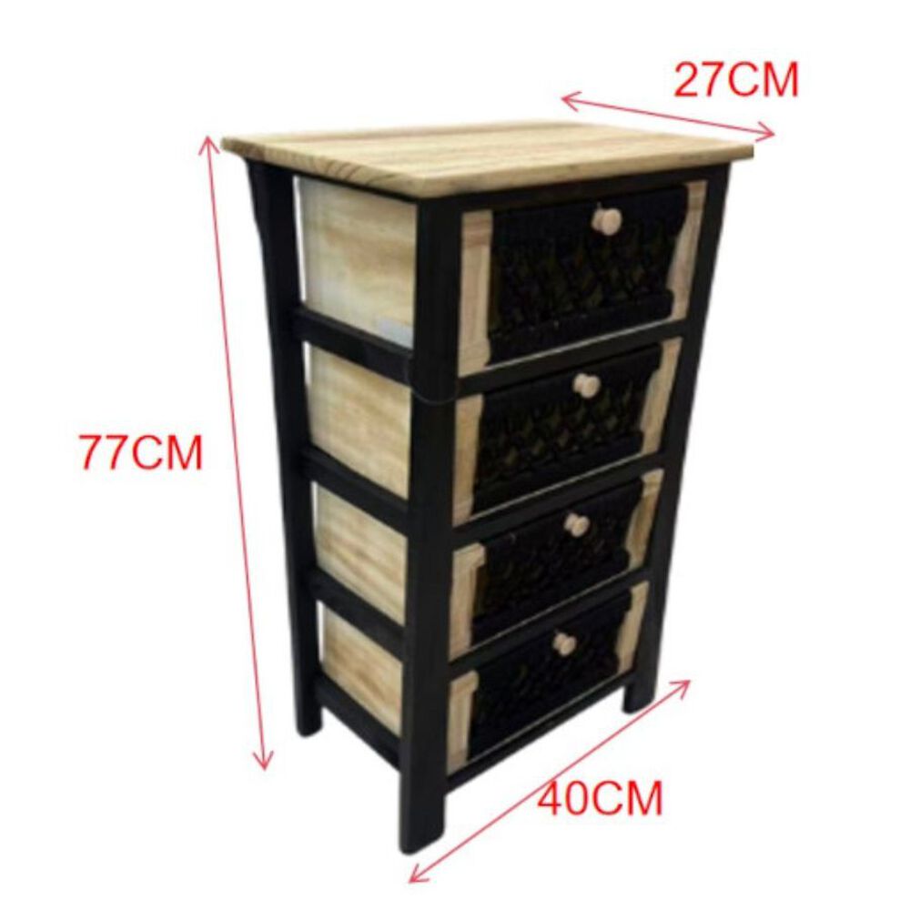 Cajonera De Madera R&uacute;stica Y Crochet 4 Cajones image number 1.0