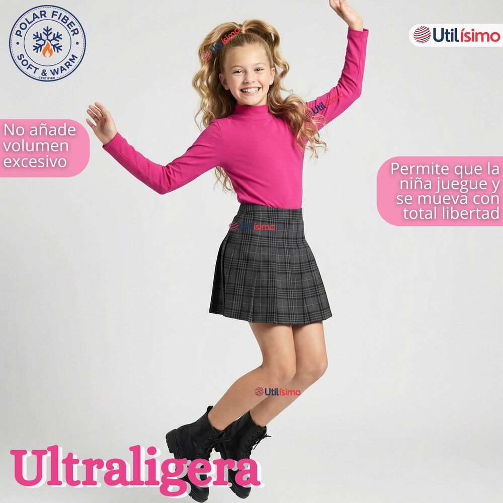 Polera Camiseta Polar Fucsia Primera Capa Cuello Beatle Manga Larga Ni&ntilde;a image number 7.0