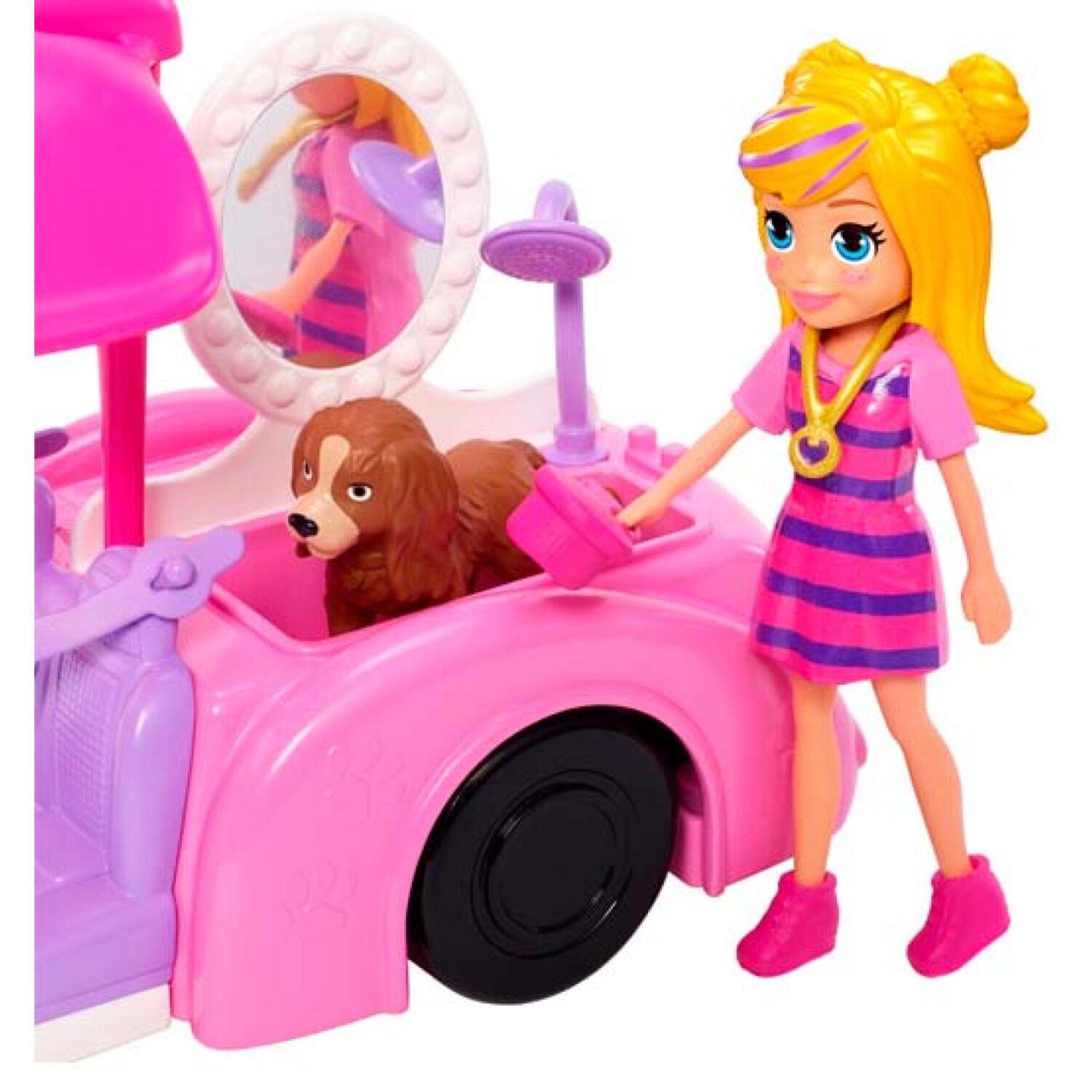 Juguete Auto Ba&ntilde;o De Perritos Infantil Rosado Polly Pocket image number 2.0