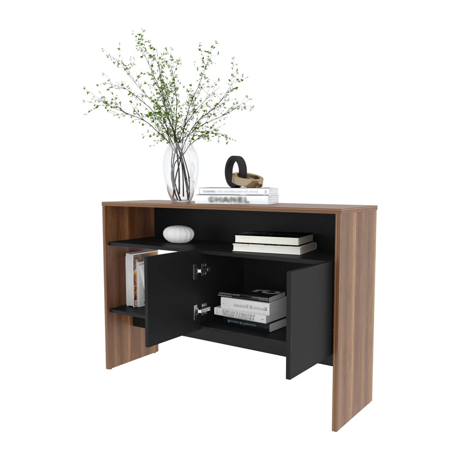 Arrimo 2 Puertas 80x120x35 Cm Fm-002c - Cafe Claro / Negro image number 1.0