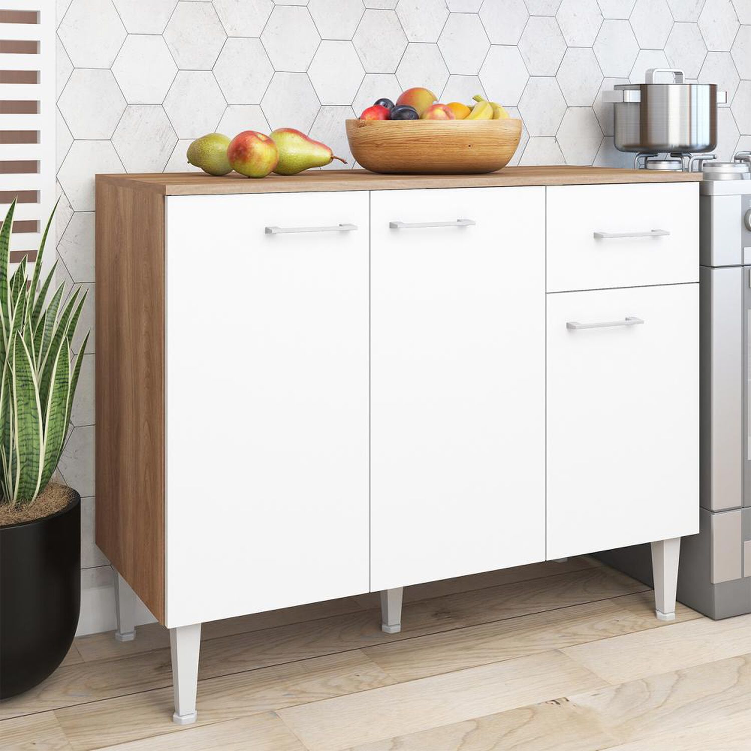 Mueble De Cocina Vekkahome Base Evandro / 3 Puertas / 1 Caj&oacute;n image number 6.0