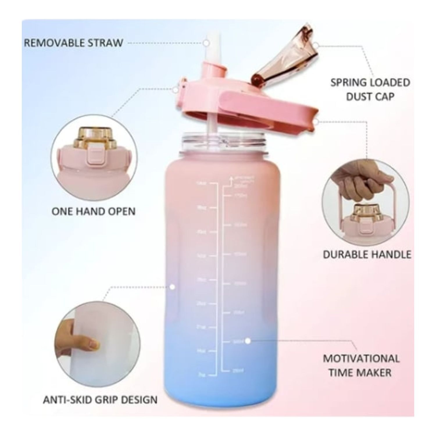 Pack 2 Botellas Agua Motivacionales De 2 Litros Y 900 Ml image number 4.0