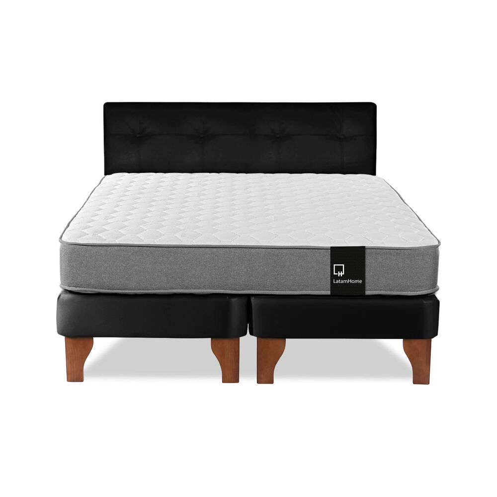 Cama Europea Zen Best Tela Pu Negro 2 Plazas + Respaldo image number 0.0