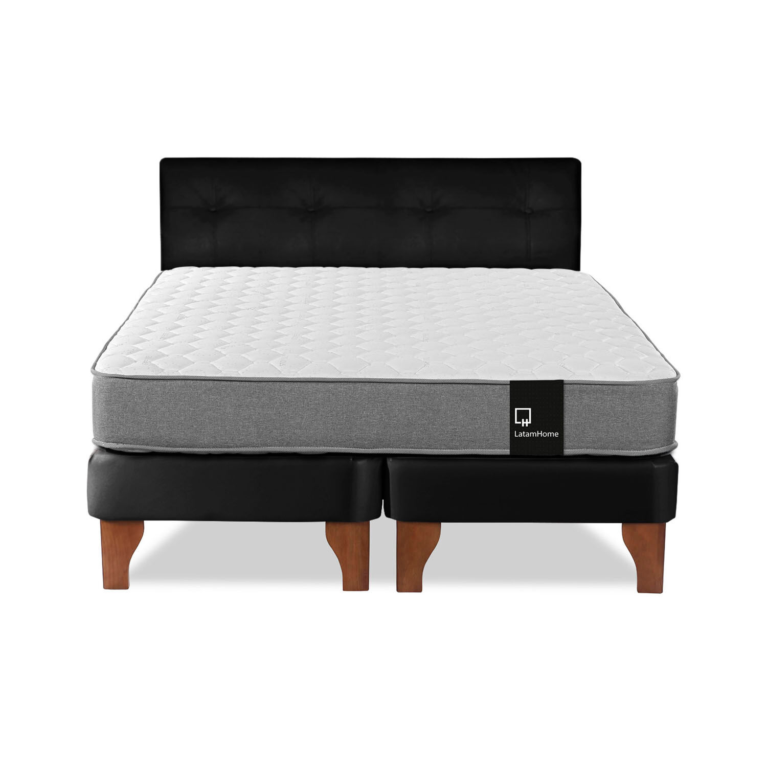Cama Europea Zen Best Tela Pu Negro 2 Plazas + Respaldo image number 0.0