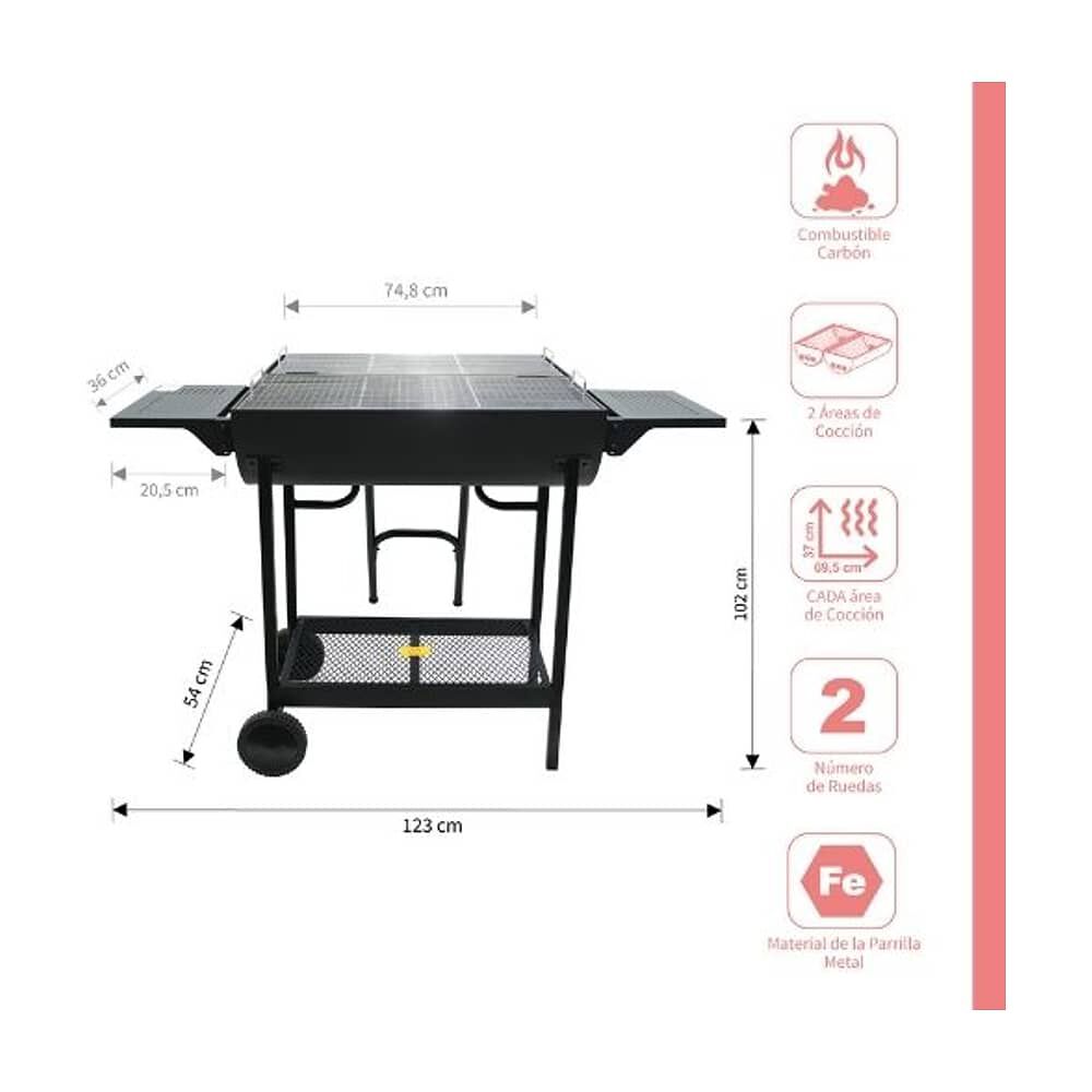 Parrilla A Carb&oacute;n Doble Tambor Austin Black image number 1.0