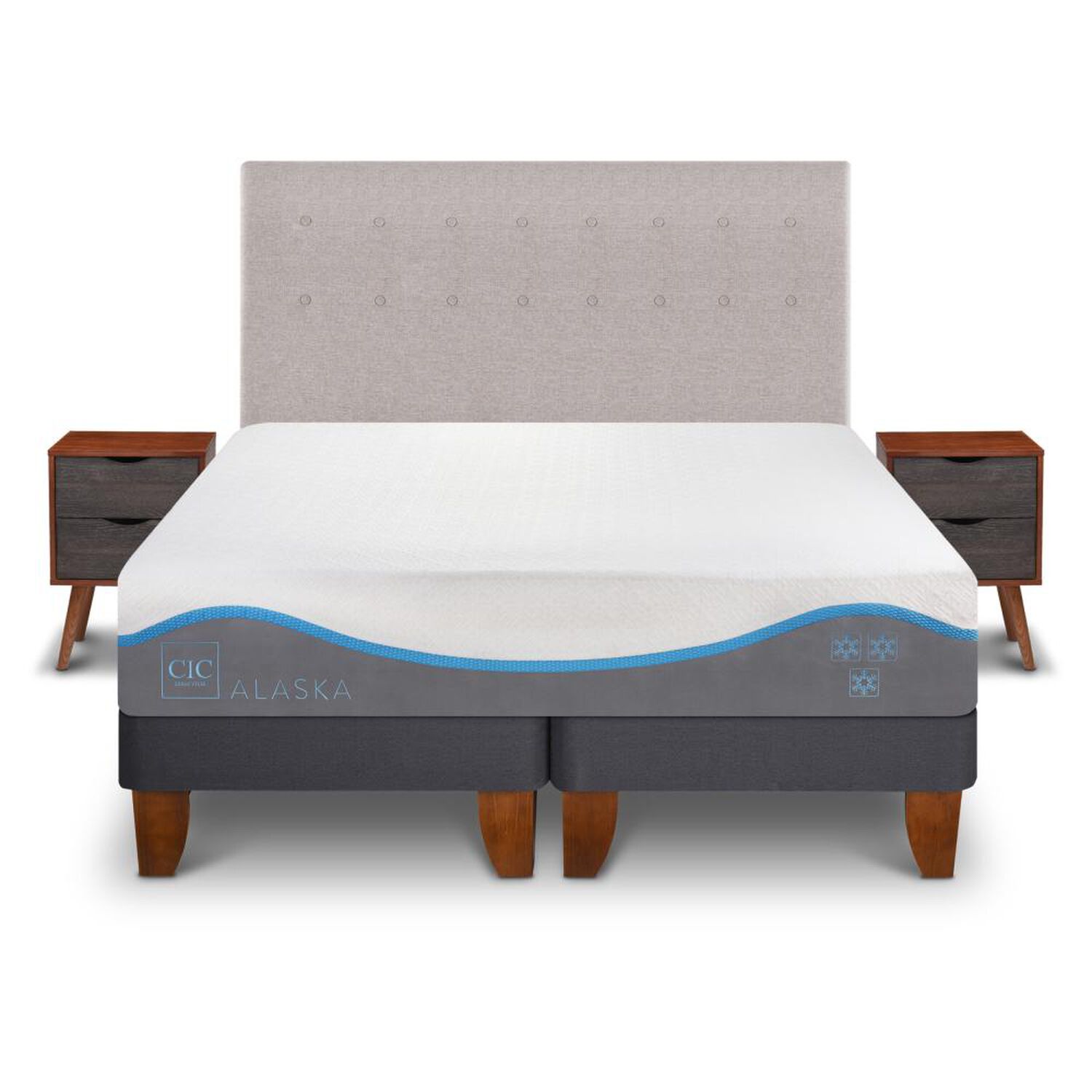 Cama Europea Cic Alaska / King / Base Dividida + Set De Maderas image number 0.0