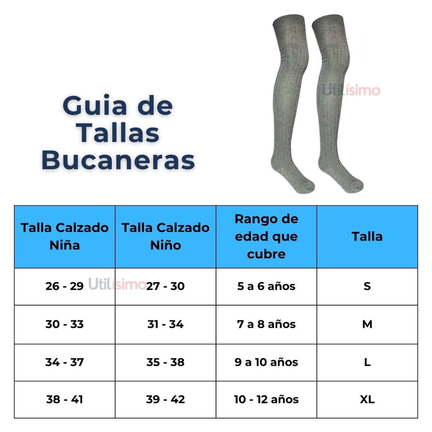 Pack 3 Bucaneras Escolares Acr&iacute;lica Gris Ni&ntilde;a Calcetas image number 2.0