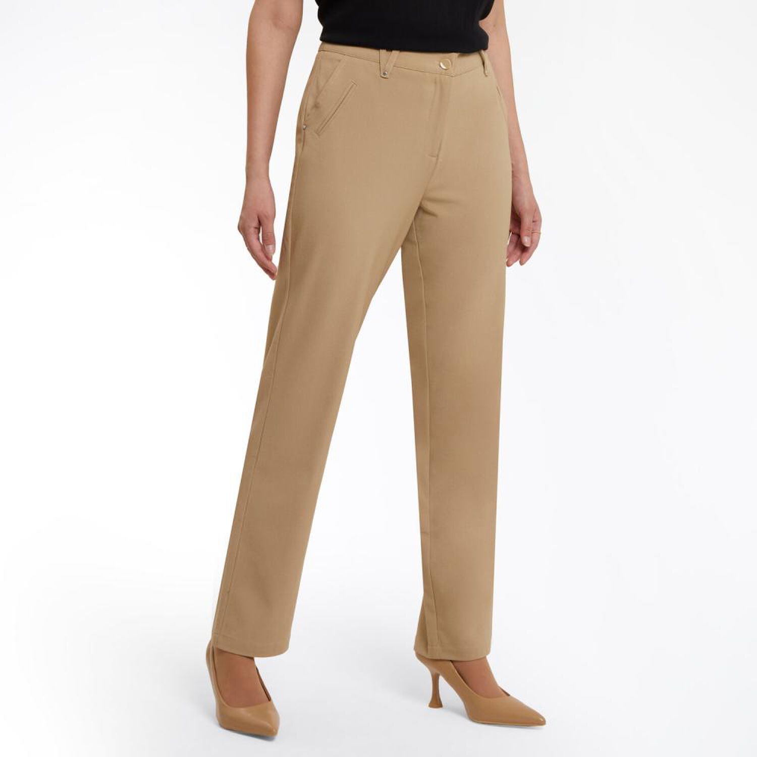 Pantal&oacute;n Cl&aacute;sico Con Bolsillos Tiro Medio Regular Mujer Lesage image number 2.0