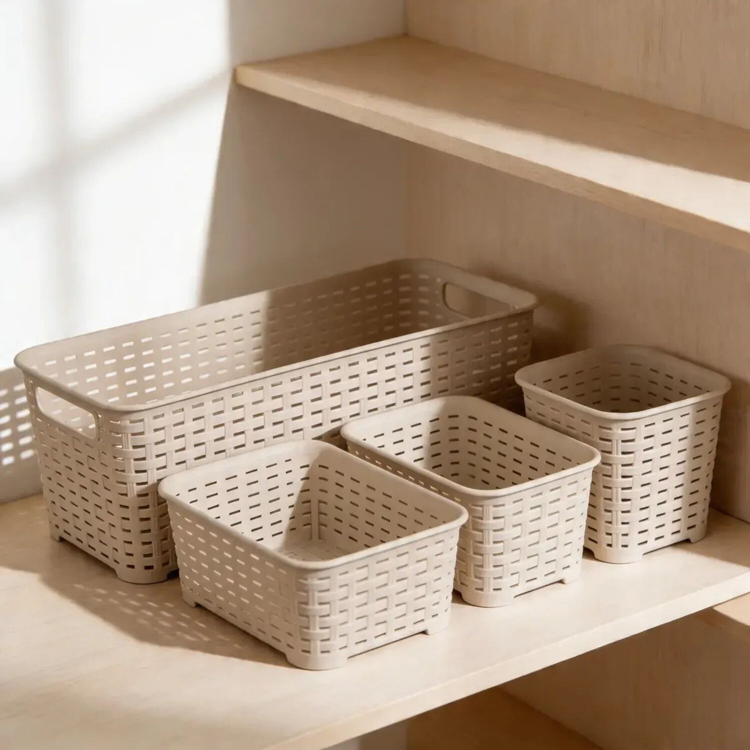 Set De 4 Canastillas Canastas Organizadoras Color Taupe Marca Reyplast image number 4.0