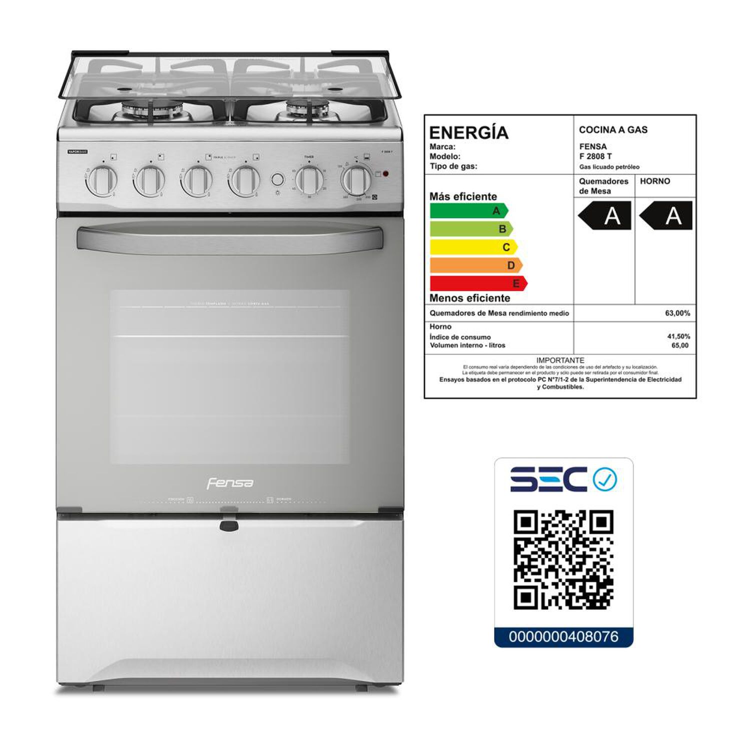 Cocina A Gas Fensa F 2808 T / 4 Quemadores image number 12.0