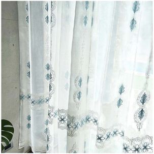 Set De 02 Visillos Bordados Con Argollas 140x230 Cm Mod02