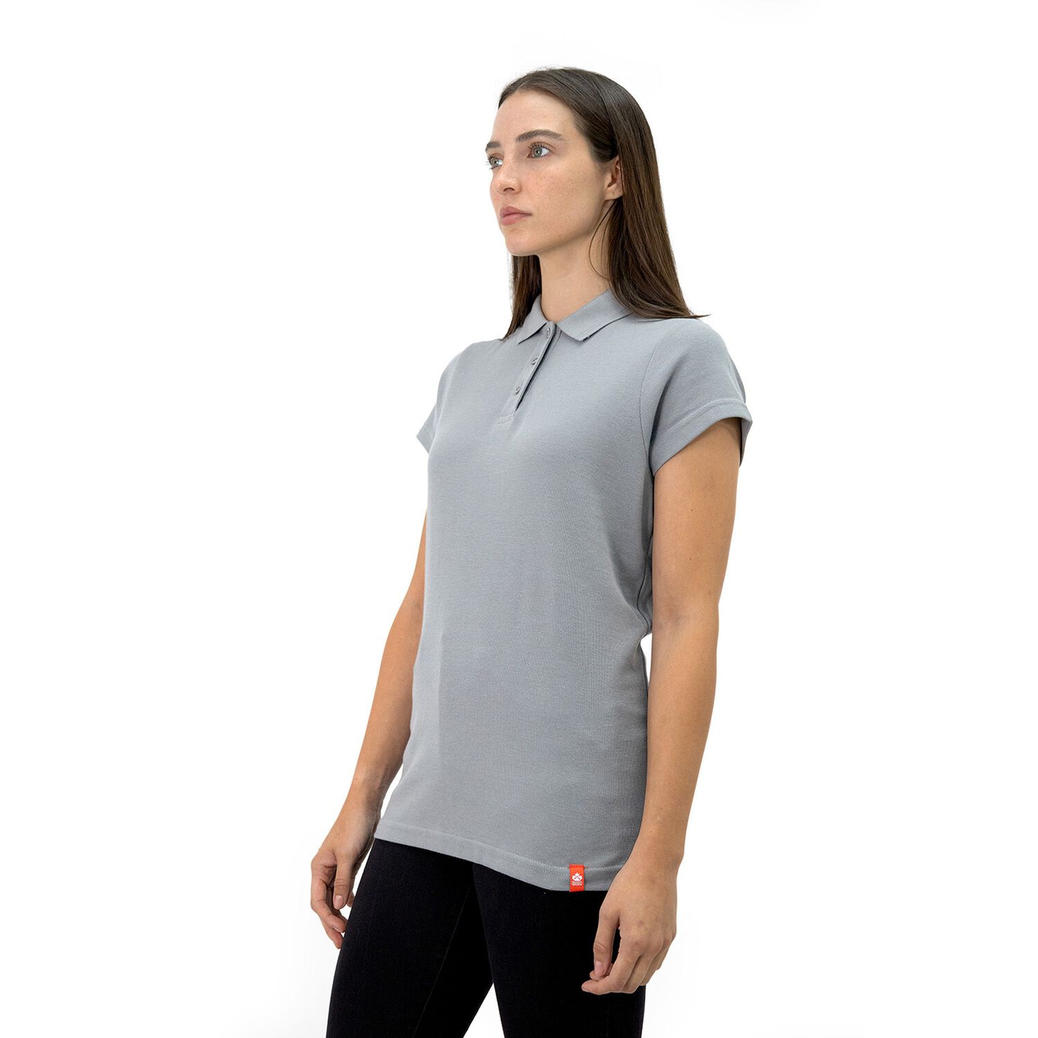 Polera Pique Quebec Manga Corta Gris Mujer image number 2.0
