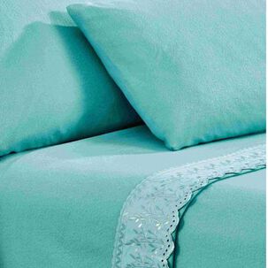 Sabana Andes Polar Broderie Turquesa 2 Plazas