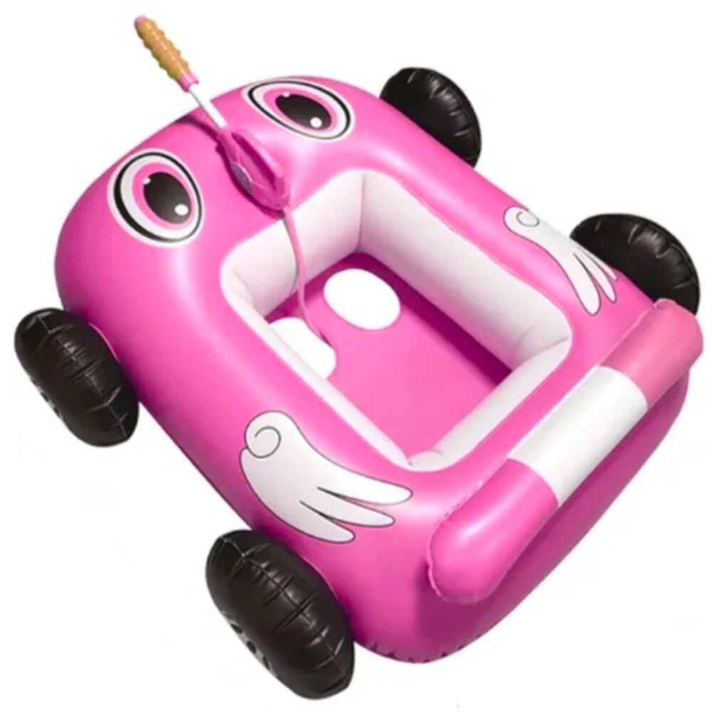 Flotador Autito Inflable Con Pistola Lanza Agua Rosado image number 0.0