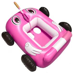 Flotador Autito Inflable Con Pistola Lanza Agua Rosado