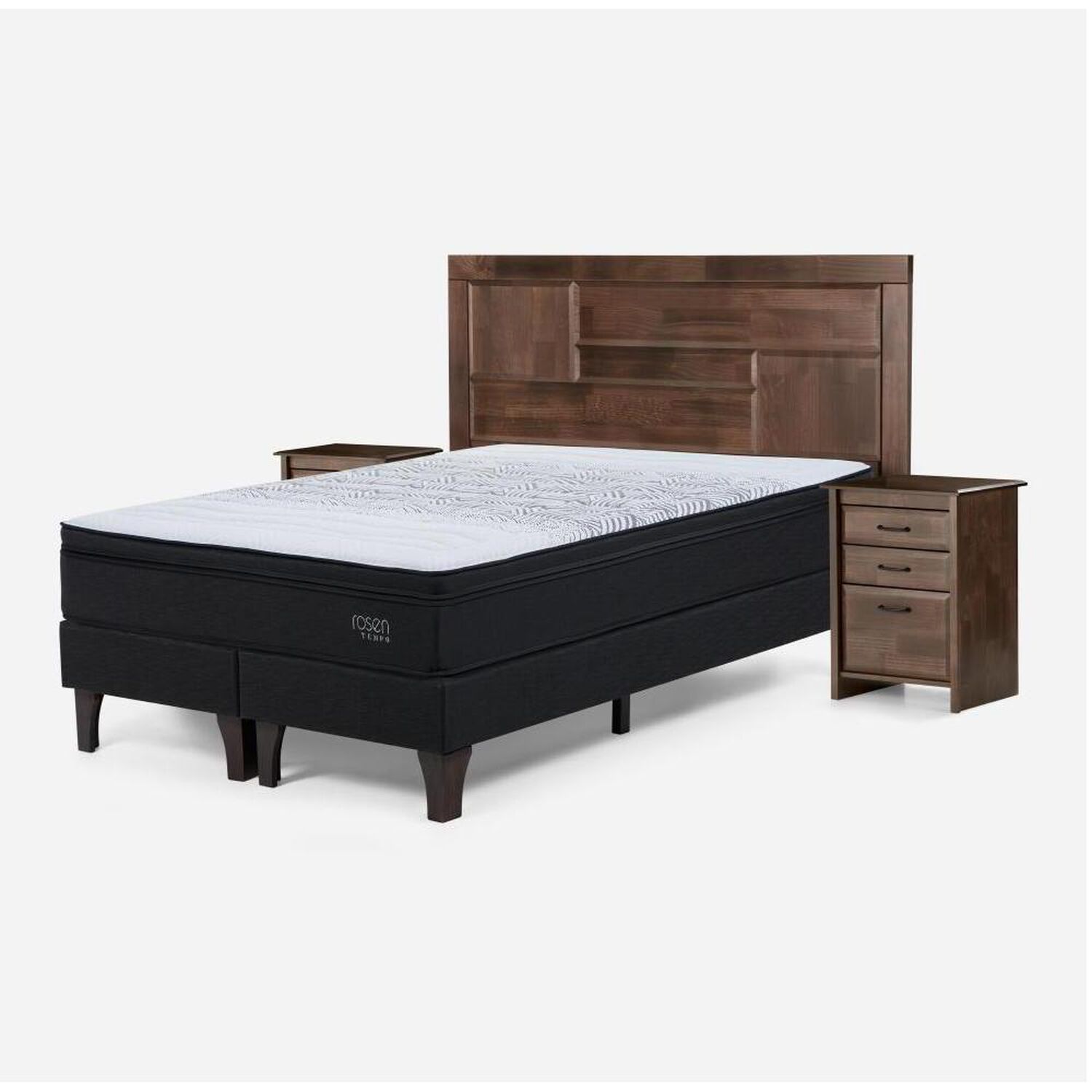 Cama Europea Rosen Tempo / 2 Plazas / Base Dividida + Set De Maderas Dolce image number 3.0