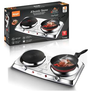 Cocina Eléctrica 2 Plato Cocinilla Encimera Acero Inoxidable