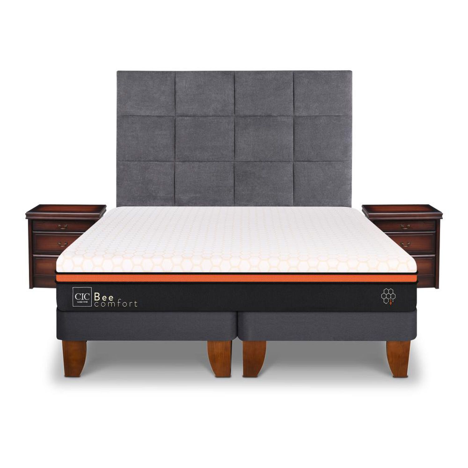 Cama Europea Cic Bee Comfort / 2 Plazas / Base Dividida + Set De Maderas image number 0.0