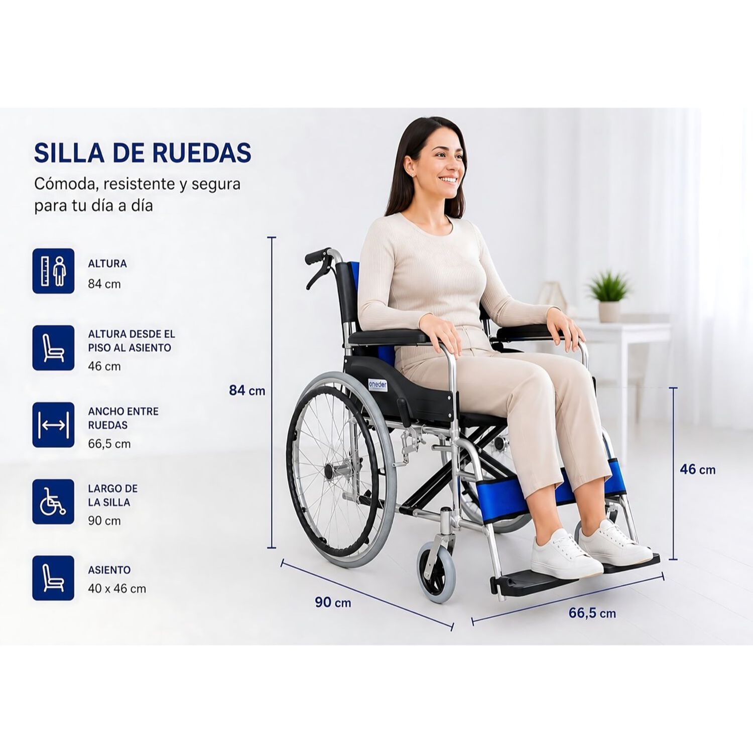 Silla De Ruedas Plegable Doble Freno Aluminio Liviana Kjt106g Oneder image number 1.0