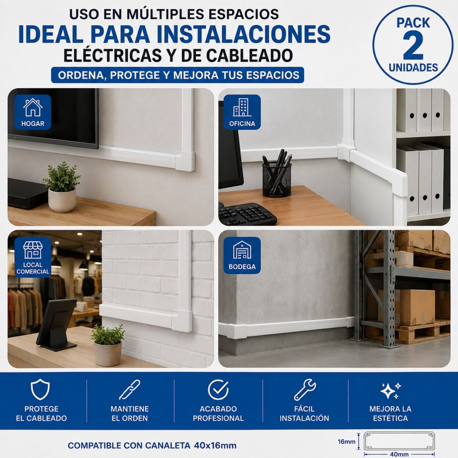 Pack 2un Curva Plana 90&deg; 40x16mm Canaleta image number 5.0