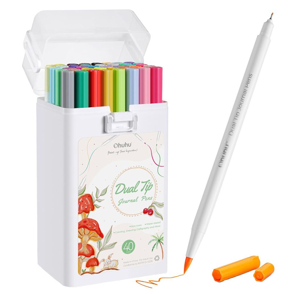 Ohuhu 40 Marcadores A Base De Agua, Pincel Y Fineliner image number 0.0