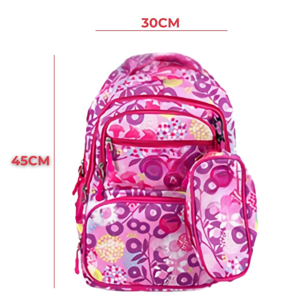 Pack Mochila Lonchera Estuche 45cm Juvenil Escolar Flowers image number 1.0
