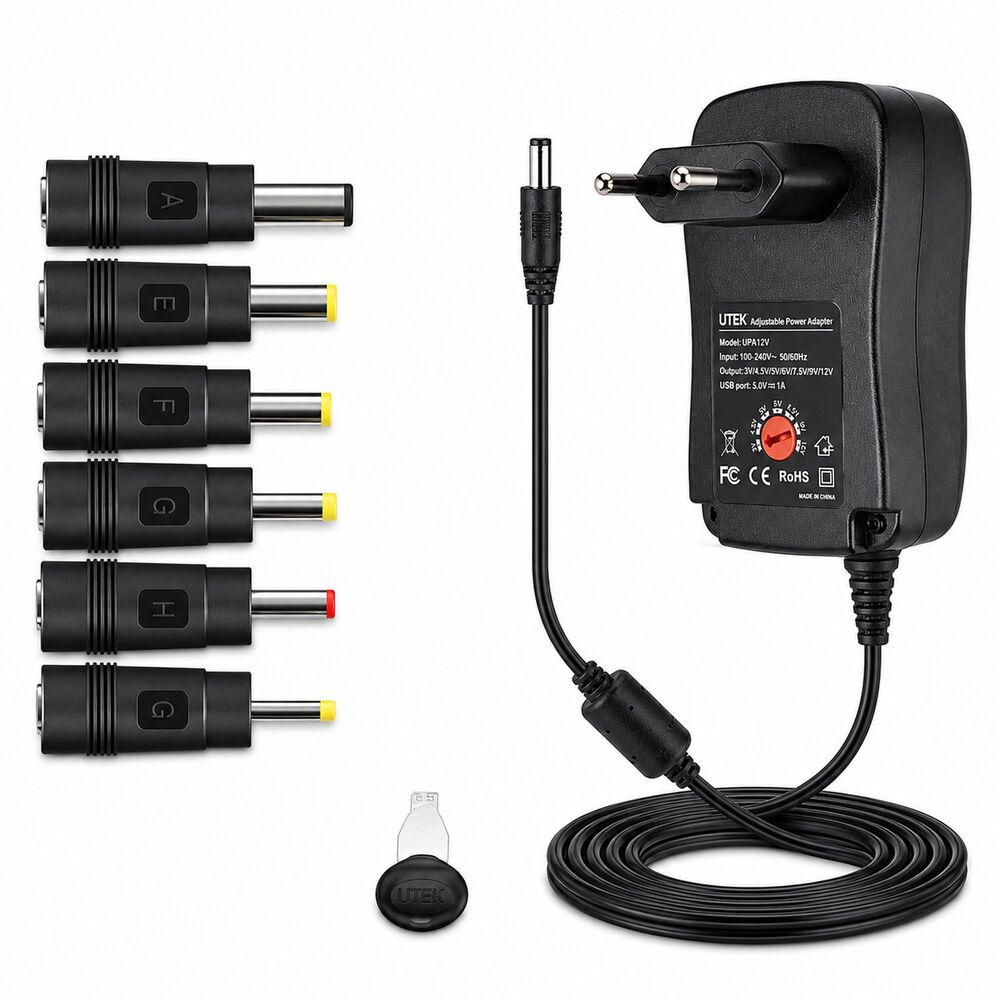 Transformador 12v Regulables 2a / 24w + 6 Plug Universales image number 0.0