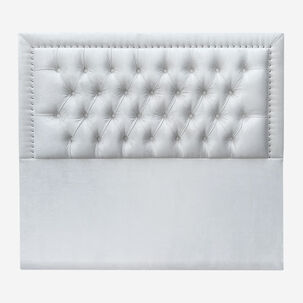 Respaldo De Cama Capitoné Frame Tachas Felpa Marfíl 2 Plazas