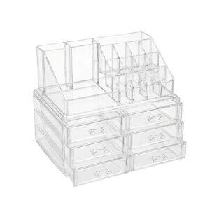 Organizador Cosm&eacute;ticos Acr&iacute;lico 3 Cajones Maquillaje Transparente