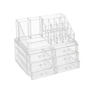 Organizador Cosm&eacute;ticos Acr&iacute;lico 3 Cajones Maquillaje Transparente