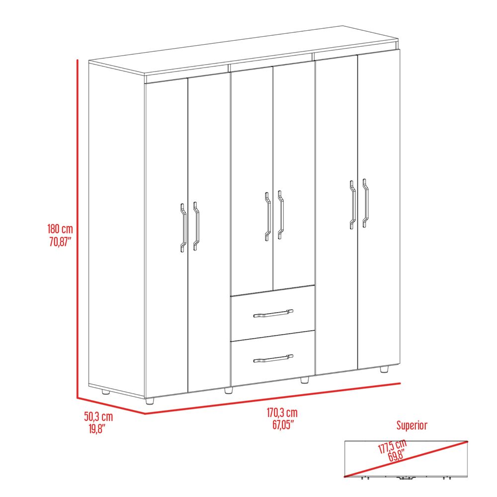 Closet 6 Puertas 2 Cajones Fm-024n - Negro image number 6.0