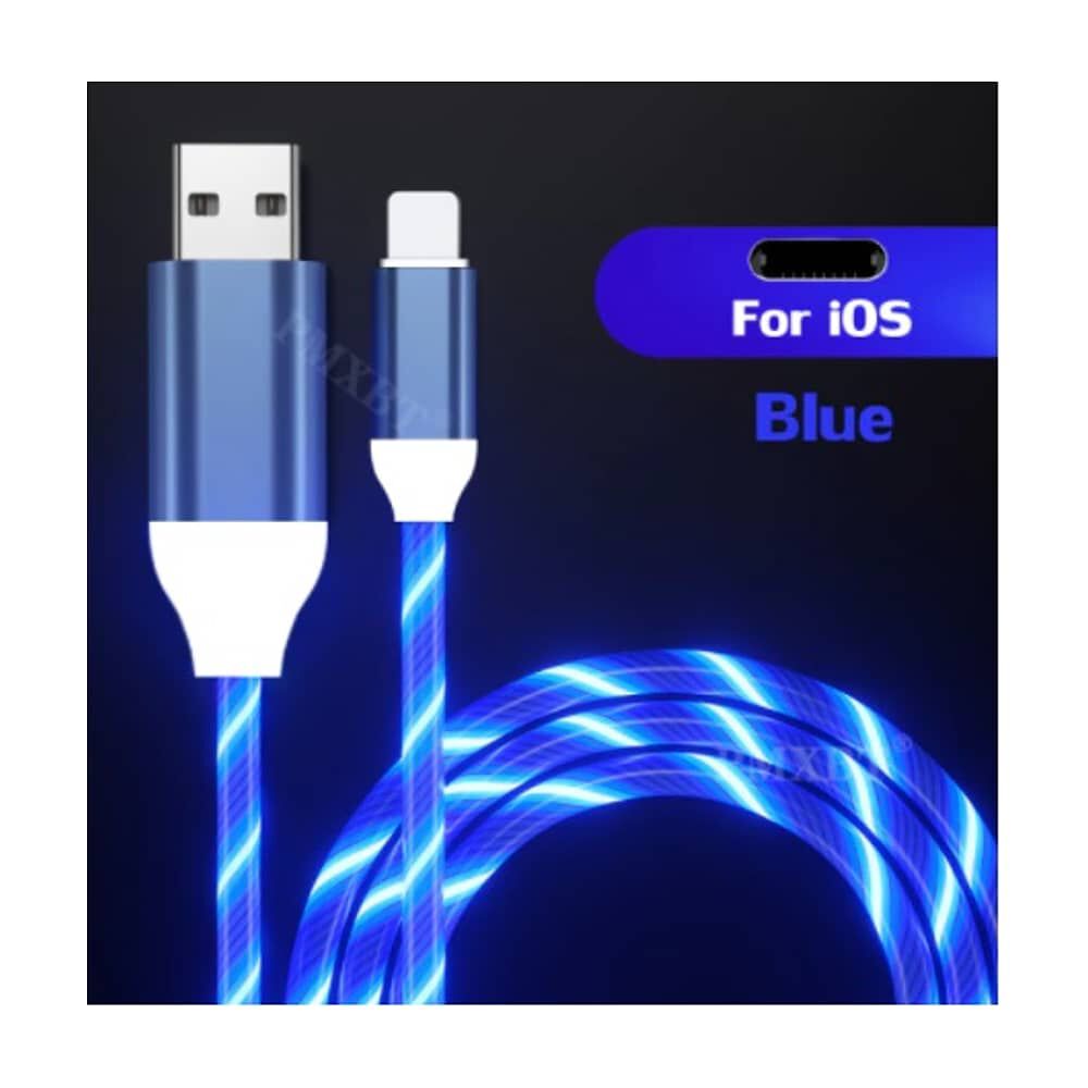 Cable De Carga Para Celular 3 En 1 Tipo C Brillante Luz Led Compatible Para Iphone Magnetico Compatible Ligthing Micro Usb Carga R&aacute;pida image number 0.0
