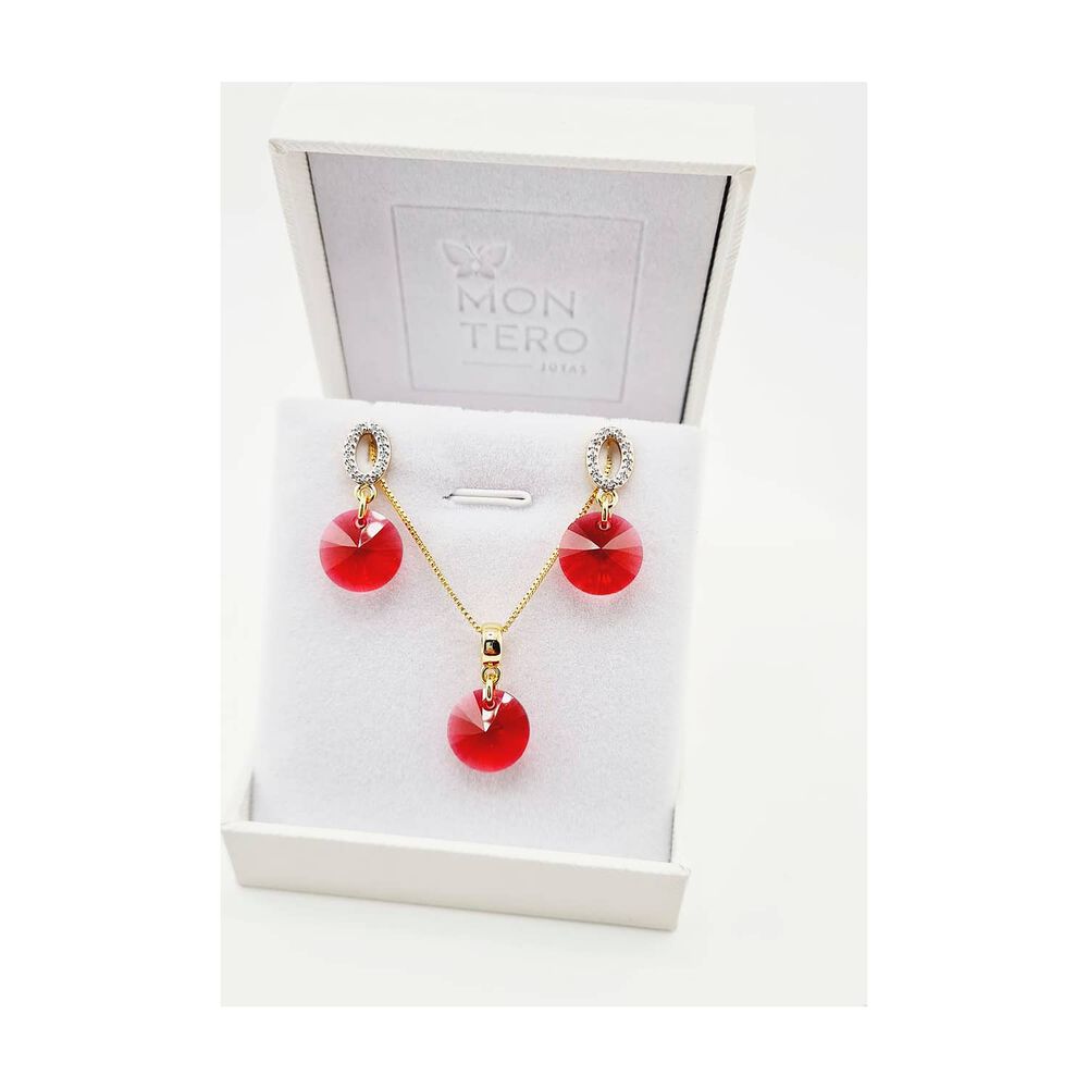 Conjunto Madrid Gold Cristales Genuinos Scarlet image number 4.0
