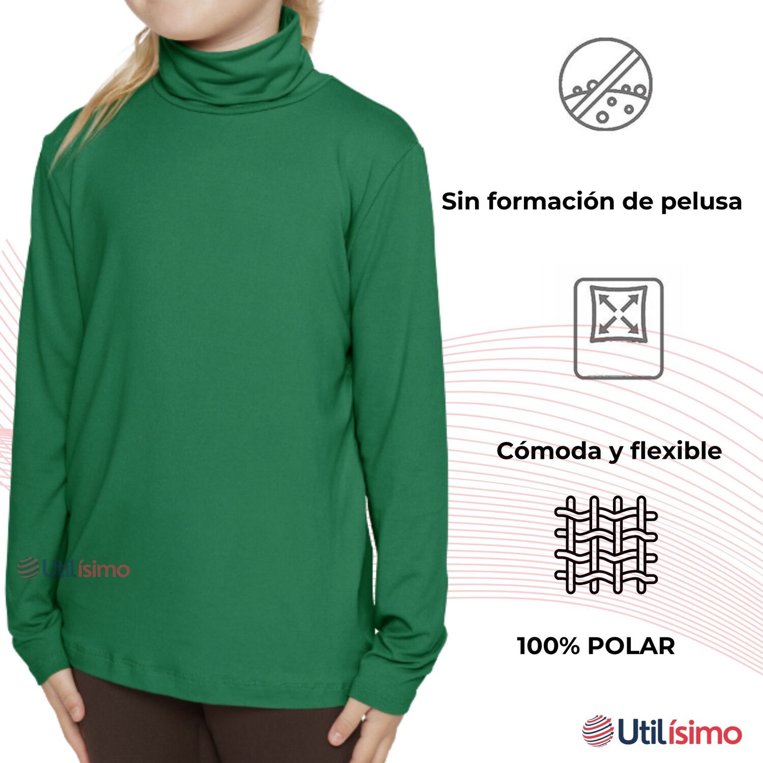 Camiseta Polera Polar Cuello Alto Ni&ntilde;a Primera Capa image number 3.0