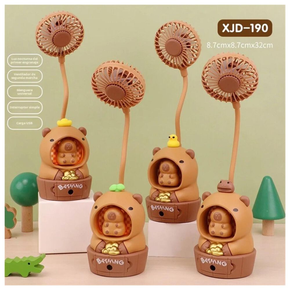 Mini Ventilador Y Lampara De Escritorio Usb Capibara image number 5.0
