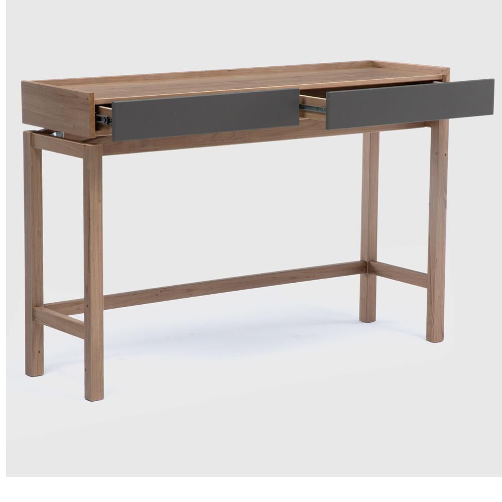 Mesa De Arrimo Roca Barcelona 2 Cajones Grafito-roble image number 3.0