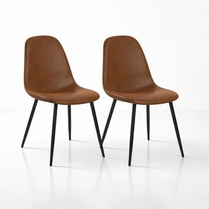 Pack De 2 Sillas Spoon Ecocuero Vintage Caf&eacute; Oscuro