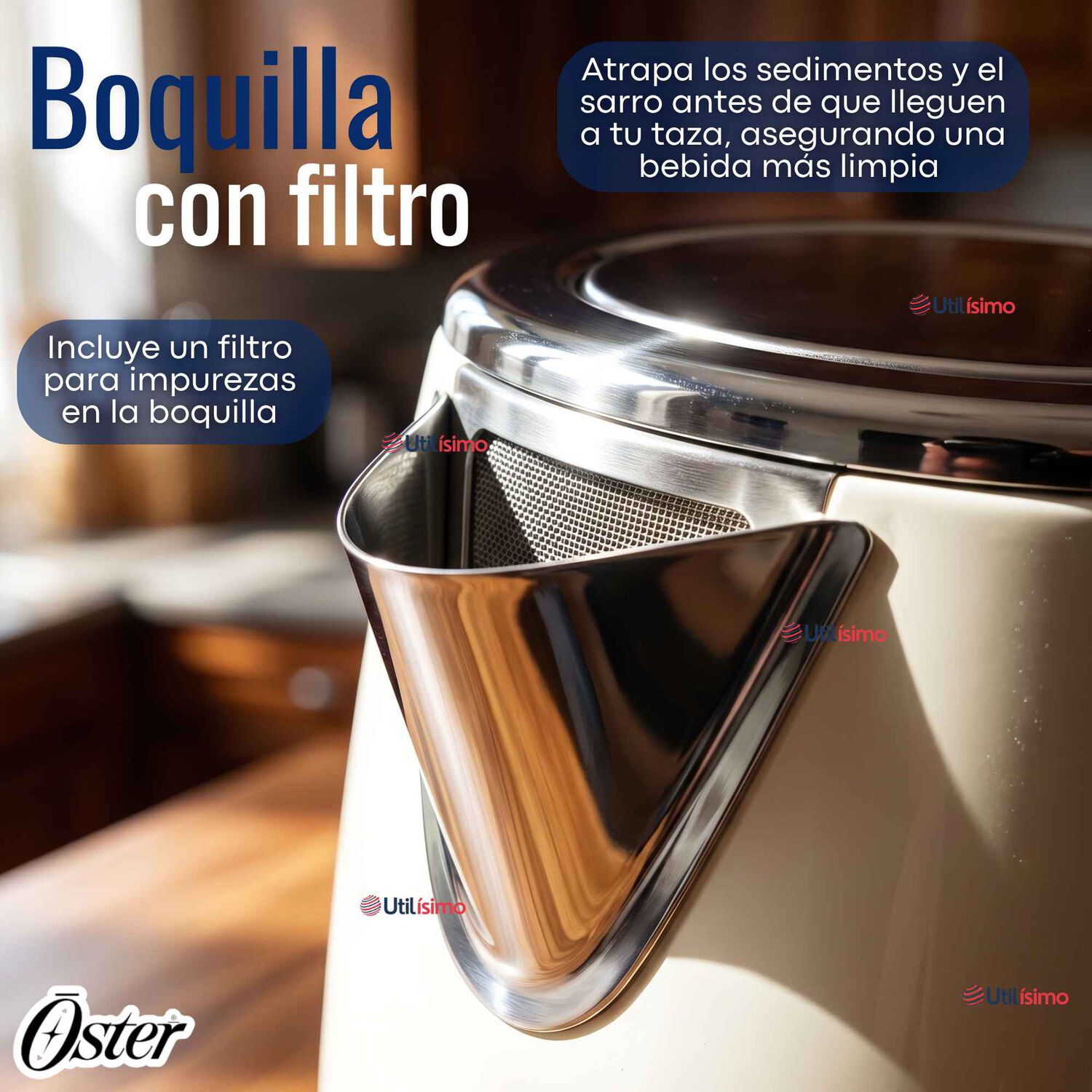 Hervidor El&eacute;ctrico Oster De 1.7 Litros Para T&eacute; Caf&eacute; E Infusiones Bvstkt8107om-052 image number 8.0