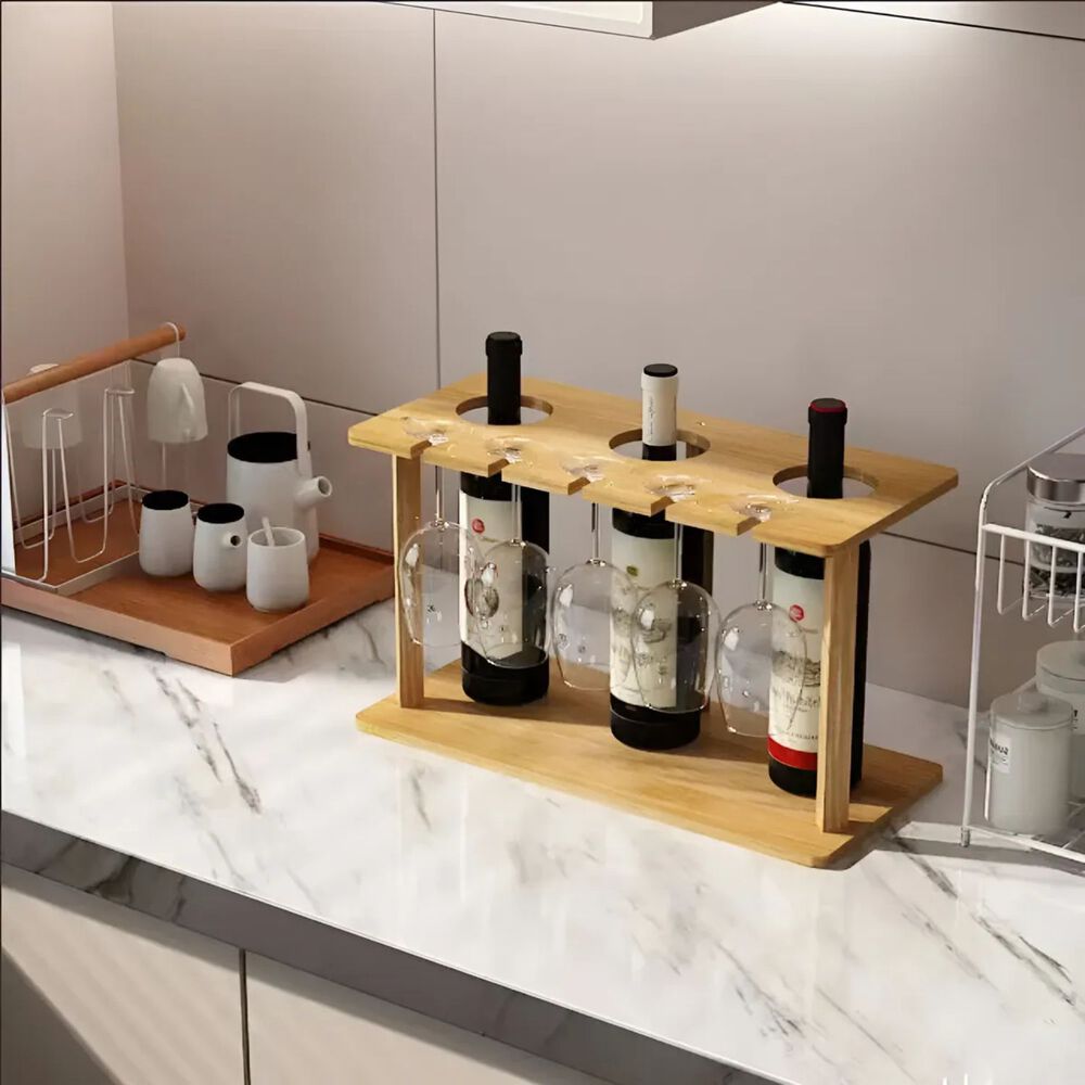 Organizador Estante Botellero Porta Vinos Y Copas Elegante image number 2.0
