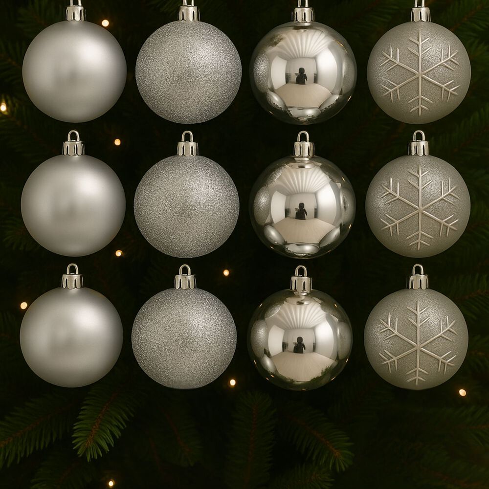 16 Esferas Bambalina Adorno Navideño Plateado 6cm Decoracion image number 2.0