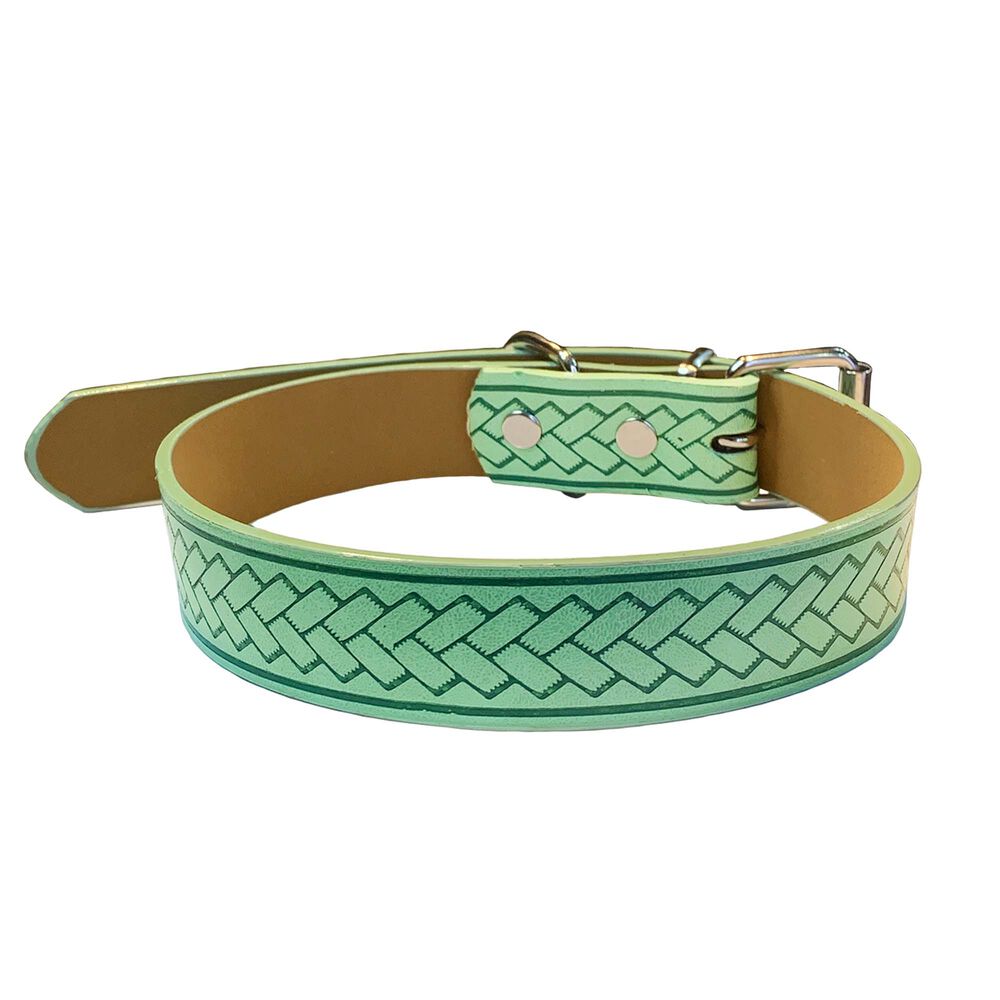 Collar De Eco Cuero Verde trenza Para Mascotas Perros Y Gatos image number 0.0