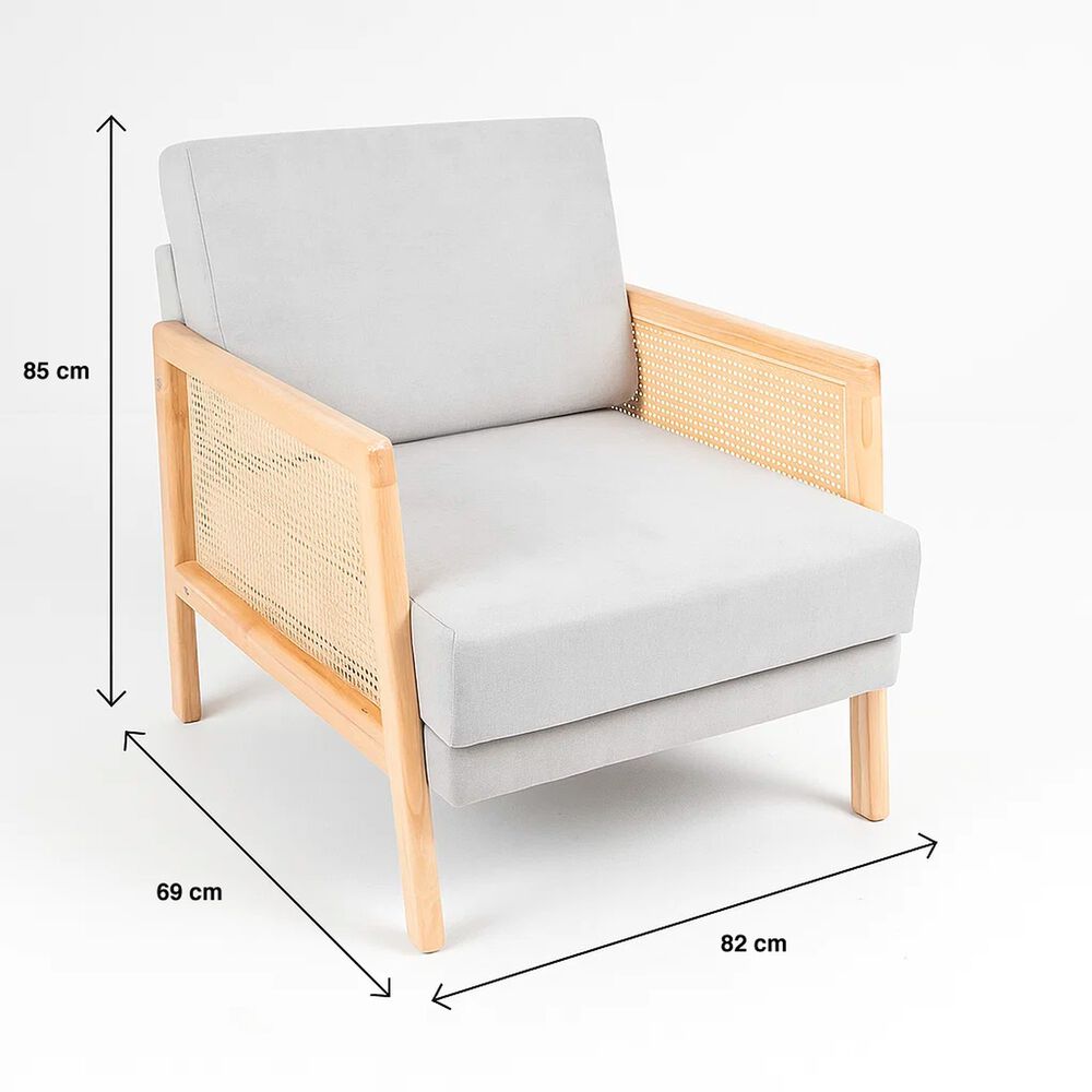 Sillon Madera Rattan Harmony - Gris image number 3.0