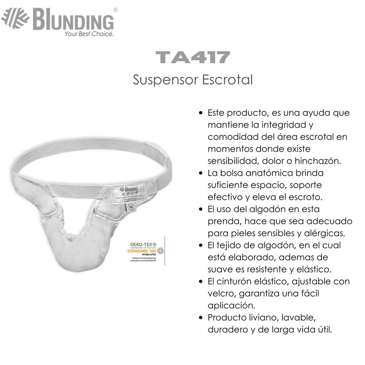 Soporte, Suspensor Escrotal Post Operatorio Talla L-blunding image number 1.0