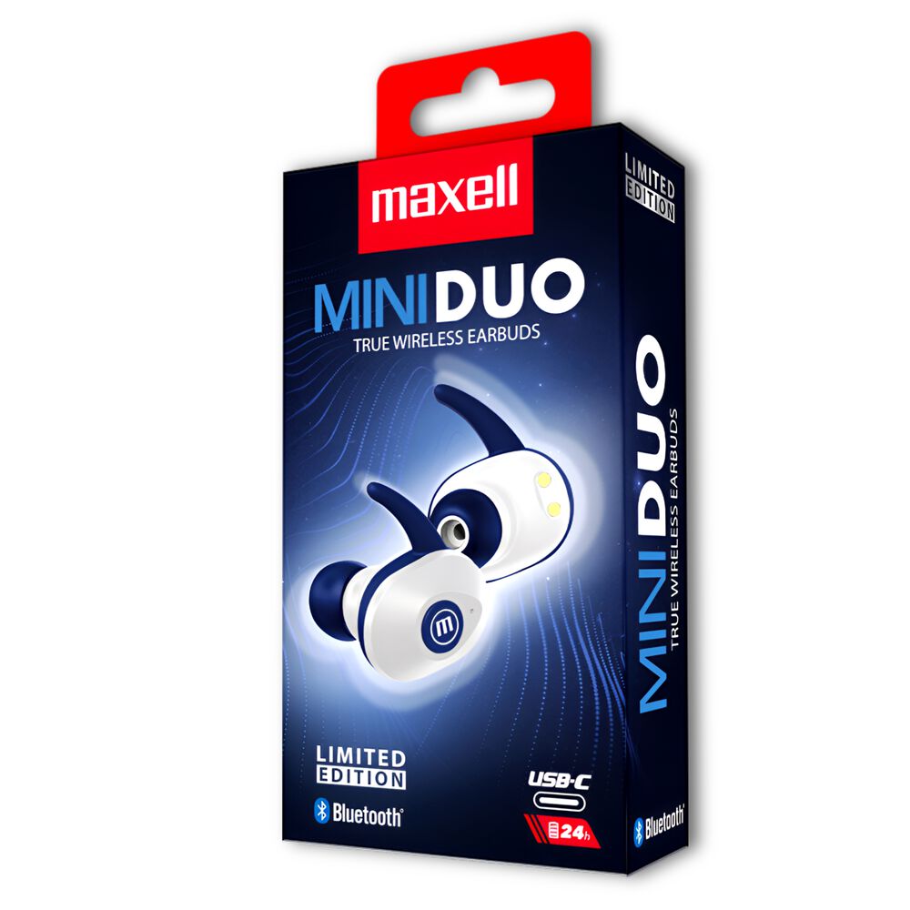 Audífonos Maxell Mini Duo Tws Bluetooth Blue Limit Edition image number 0.0