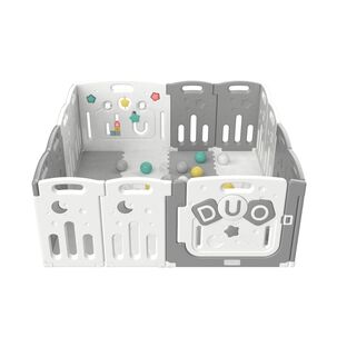 Corral Did&aacute;ctico De Juegos Duo Grey + Alfombra + Pelotas