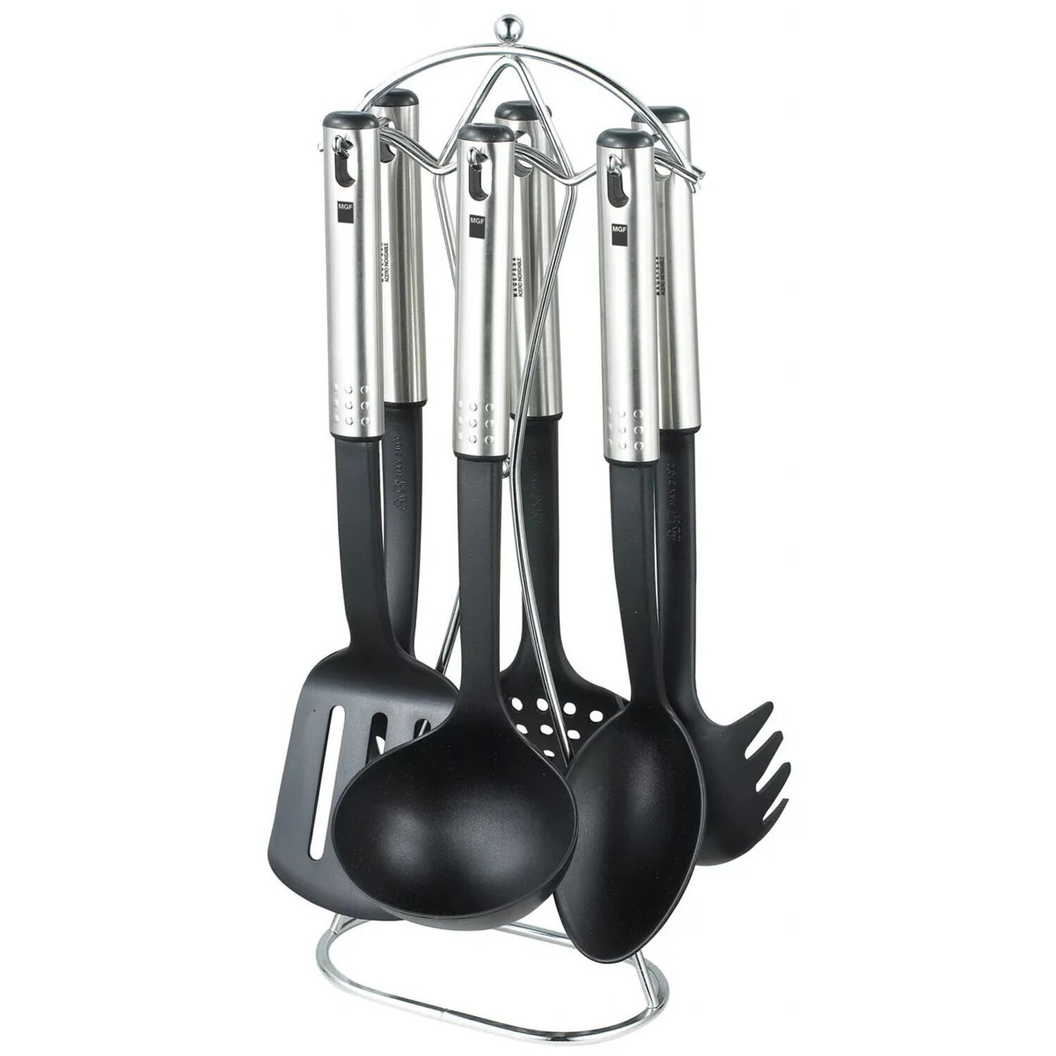 Set De Utensilios De Cocina 7 Piezas Modelo Maid Marca Magefesa Color Negro Y Cromado image number 1.0