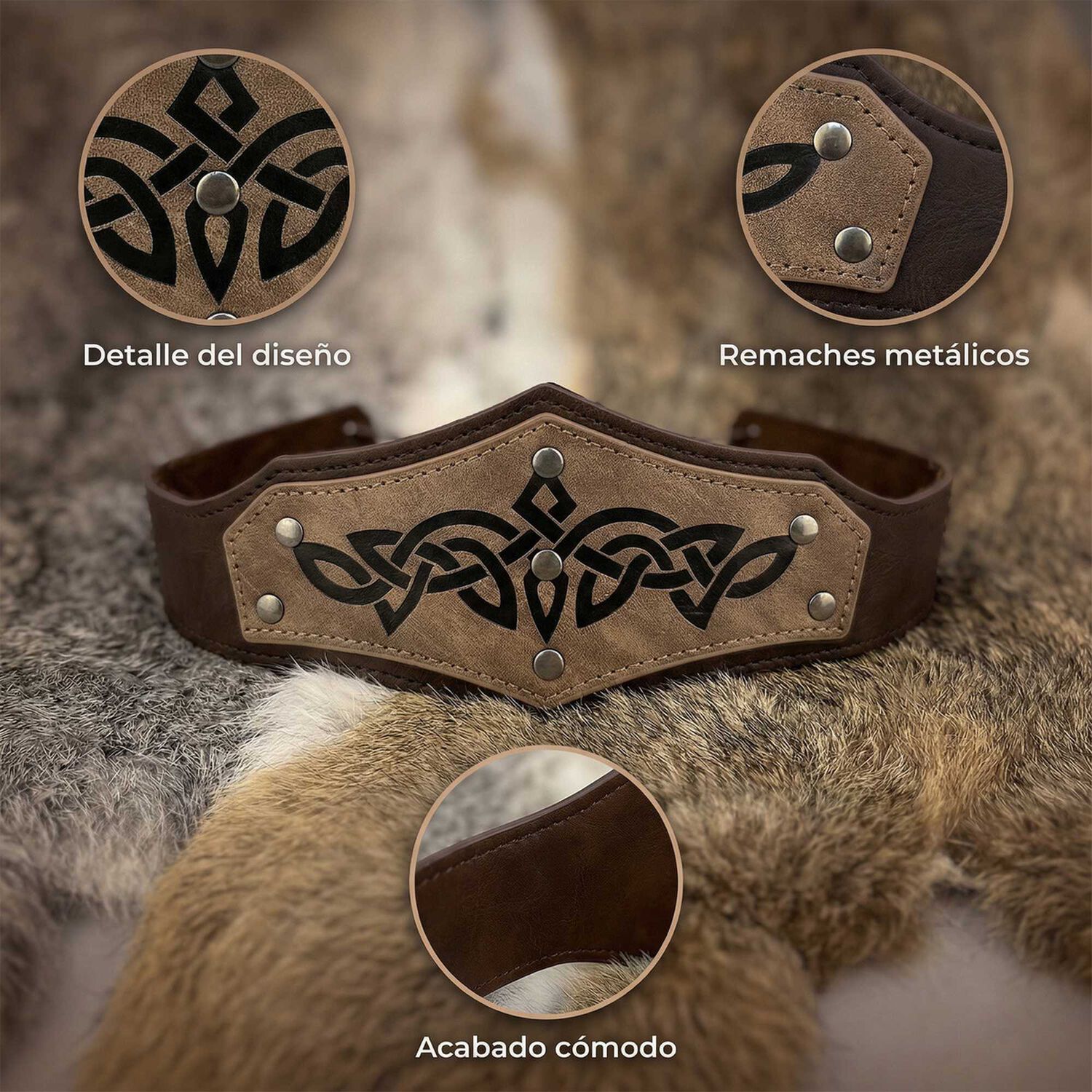 Tiara Vikinga Medieval Celtas En Relieve Ajustable image number 24.0