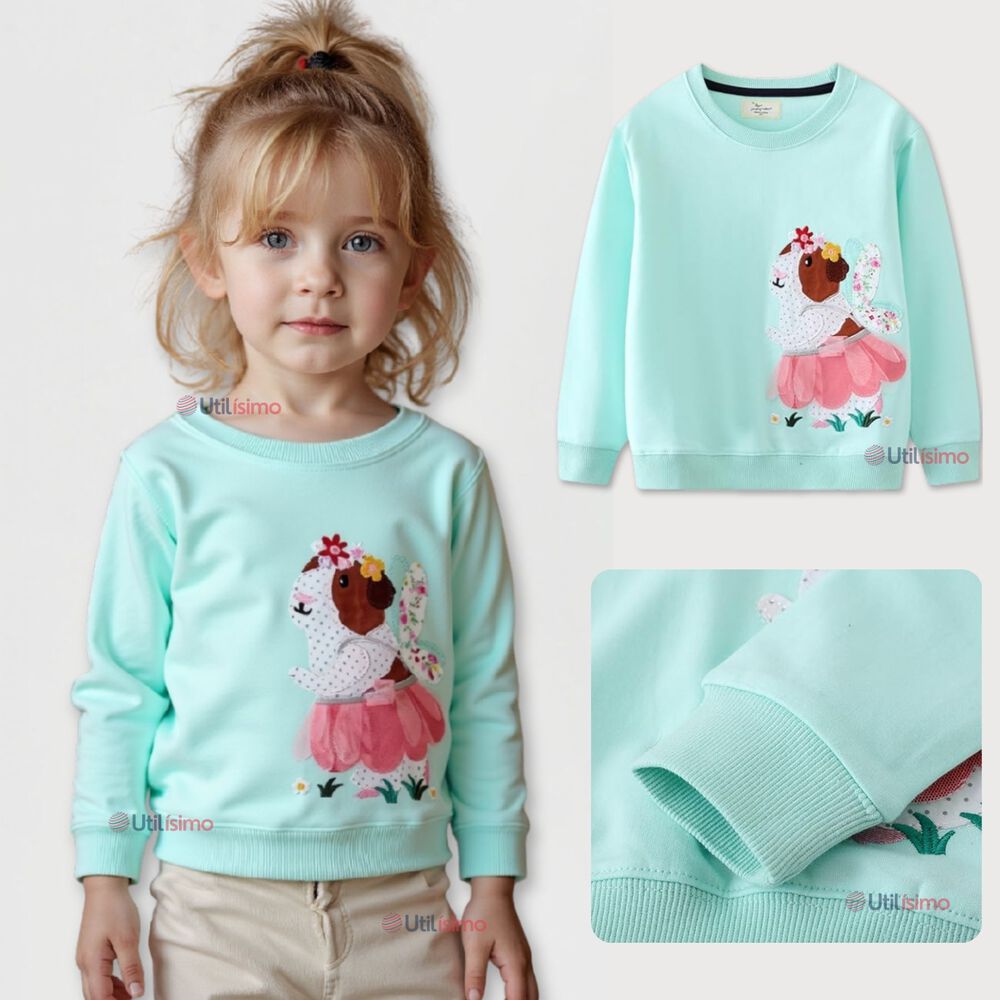 Poler&oacute;n Ni&ntilde;a Manga Larga 100% Algod&oacute;n Turquesa Hamster image number 0.0