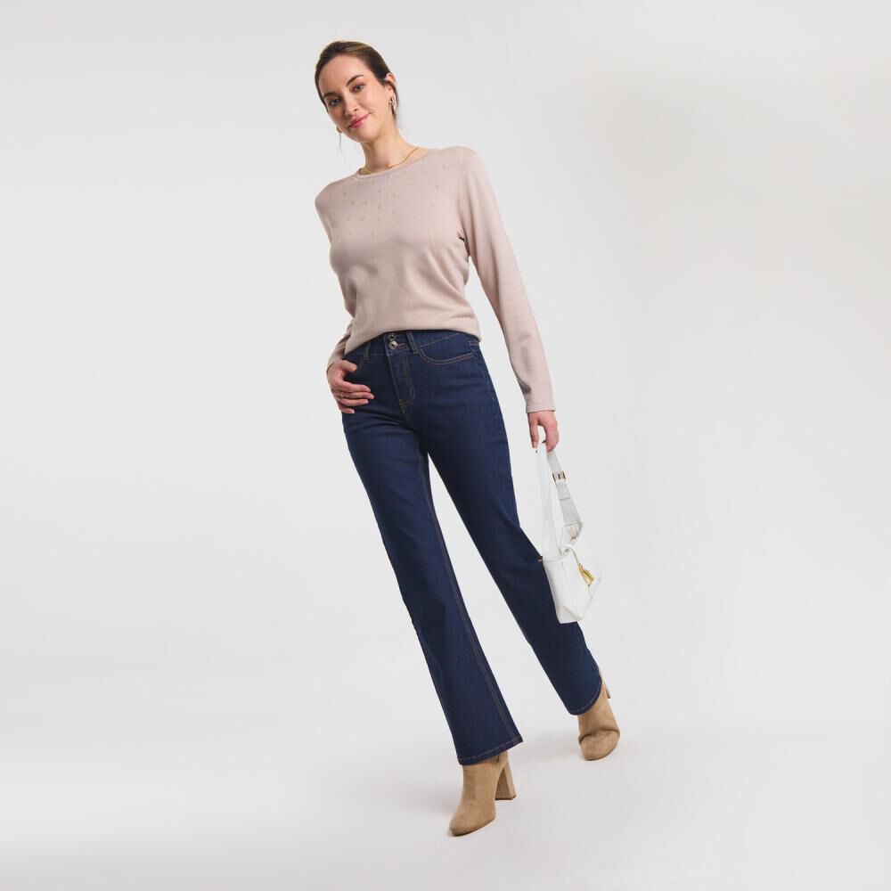 Sweater Aplicación Strass En Cuello Manga Larga Mujer Lesage image number 1.0