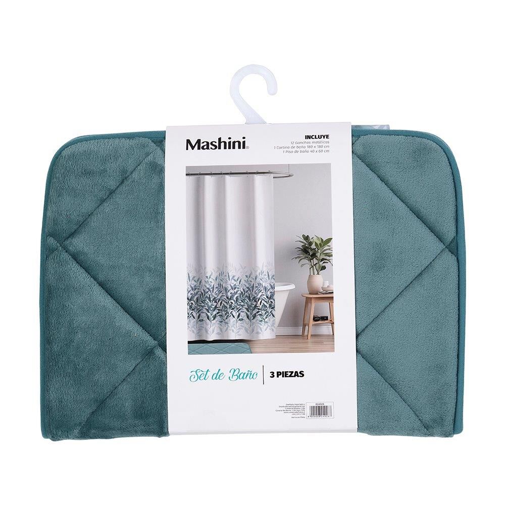 Set Cortina+piso Baño 3 Pzas Mashini Teresa image number 2.0